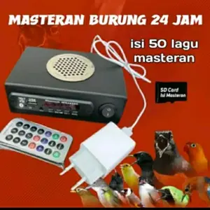Alat Masteran Pemaster Mastering Mentoring Burung Kicau Juara Lomba Gantangan Mp3 24 Jam Non stop Speaker Khusus Untuk Murai Cucak ijo Kacer Cendet Love bird Kenari Komplit Fullset Siap Pakai