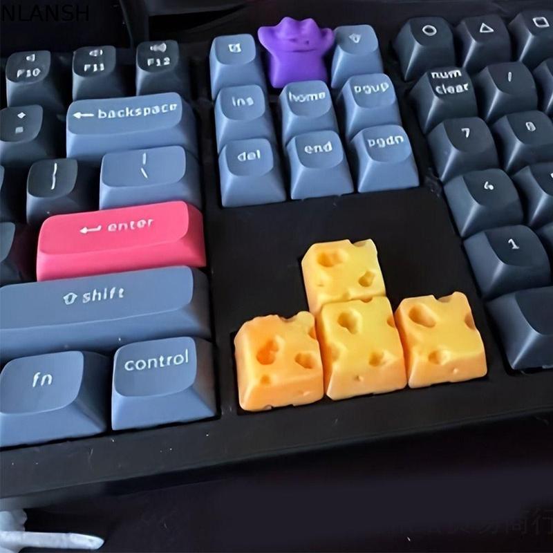 NLANSH 4 cái Dễ thương In ấn 3D Keycap hình bánh phô mai Phổ quát Hình Dạng…