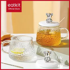 Eatkit Gelas Kaca Aesthetic 350ml Simple Elegan Water Mug Cup for Coffee and Tea