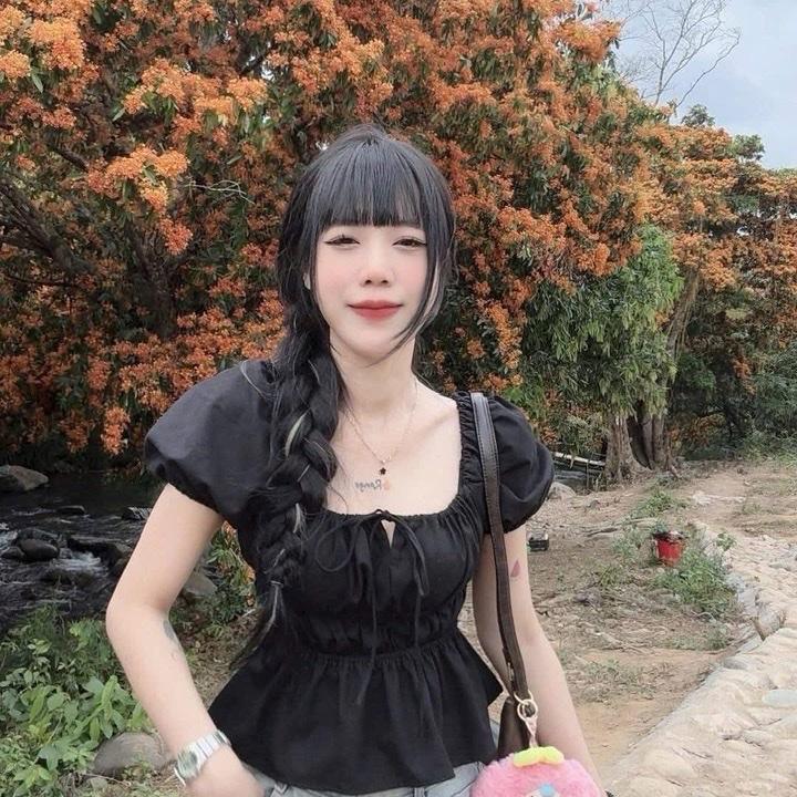 BABYDOLL CỔ VUÔNG s4050 Áo babydoll xinh CỔ VUÔNG 2 MÀU kiểu xinh tay phồng tiểu thư bo chun nơ xinh xắnn basic 55-90kg