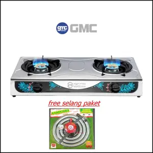 [COD] KOMPOR STAINLESS STEEL GMC 211 Bahan tebal &(+)SELANG + REGULATOR(2 TUNGKU) GARANSI RESMI-