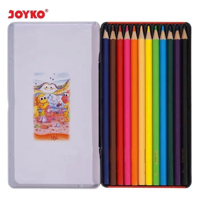 Joyko Color Pencils Pensil Warna 12 Warna Klasik Kaleng Tin Case