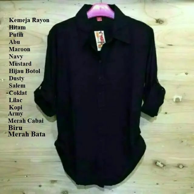 ARD Kemeja Hitam Wanita Polos Jumbo M L XL XXL XXXL Katun Rayon Adem Lembut Putih Navy Hem Atasan Perempuan