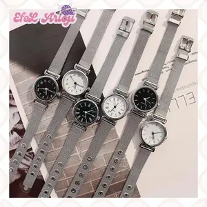 Jam Tangan Stainless Steel Gaya Untuk Wanita Analog / Jam Tangan Analog Stainless Steel Jam Tangan Wanita Casual Analog Rantai Stainless Steel Pasir Korea Vintage Anak Remaja Dewasa Kaca Watches jam rantai  kecil korean style