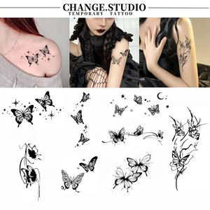 รอยสักชั่วคราว ดีไซน์รอยสักผีเสื้อ กันน้ำและทนต่อการสึกหรอ ติดทนนาน 15 วัน