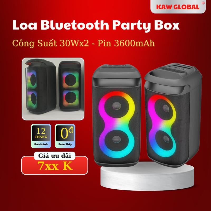 Loa bluetooth KAW PARTY BOX K2 xách tay tiện lợi Công suất Nghe nhạc mạnh mẽ Thiết kế sang trọng tích hợp đèn led RGB đổi màu - Bảo hành chính hãng Kem