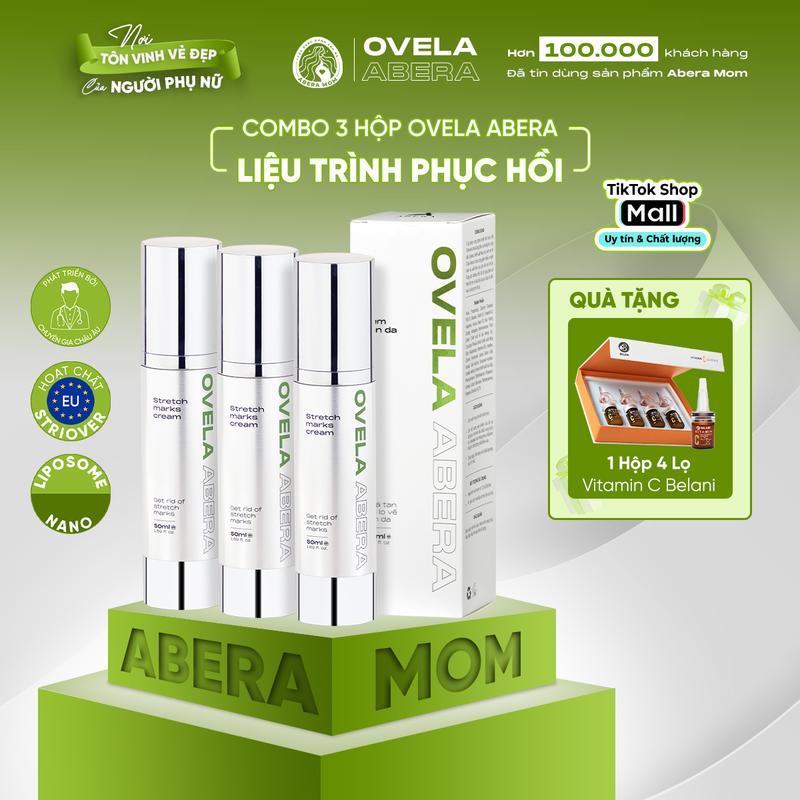 [COMBO 3 HỘP PHỤC HỒI Tặng VITAMIN C BLANI] Kem rạn da Ovela Abera - Ngừa rạn mới, giảm rạn cũ, dưỡng ẩm, giảm nhăn, săn chắc da
