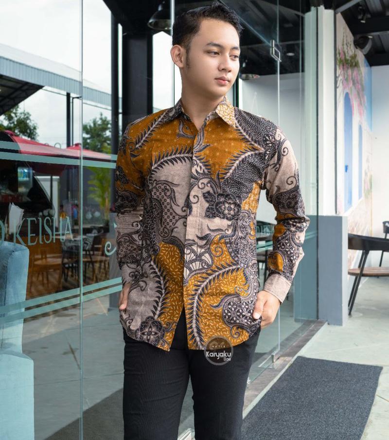 Product Introduction of Baju Kemeja Batik Pria Slimfit Elegant Lengan Panjang Bahan Katun Lembut Nyaman Motif Terbaru Seragam Kerja 6