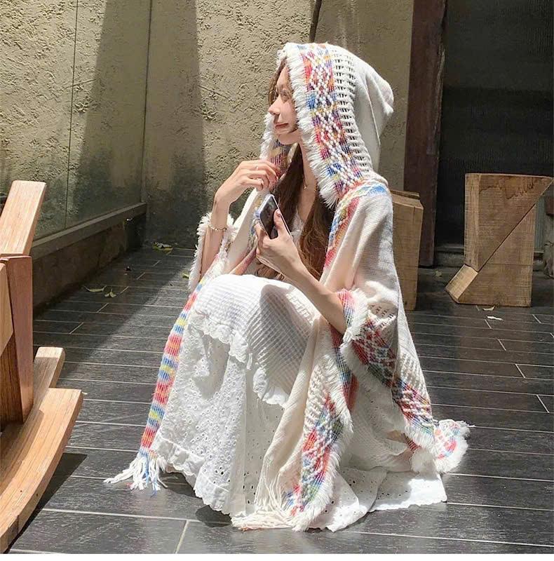 HÀNG QC Áo len kiểu nữ chất dệt kim AL674 dáng Mông Cổ form rộng mix layer tua rua mùa thu đông Hàn Quốc Kozoda