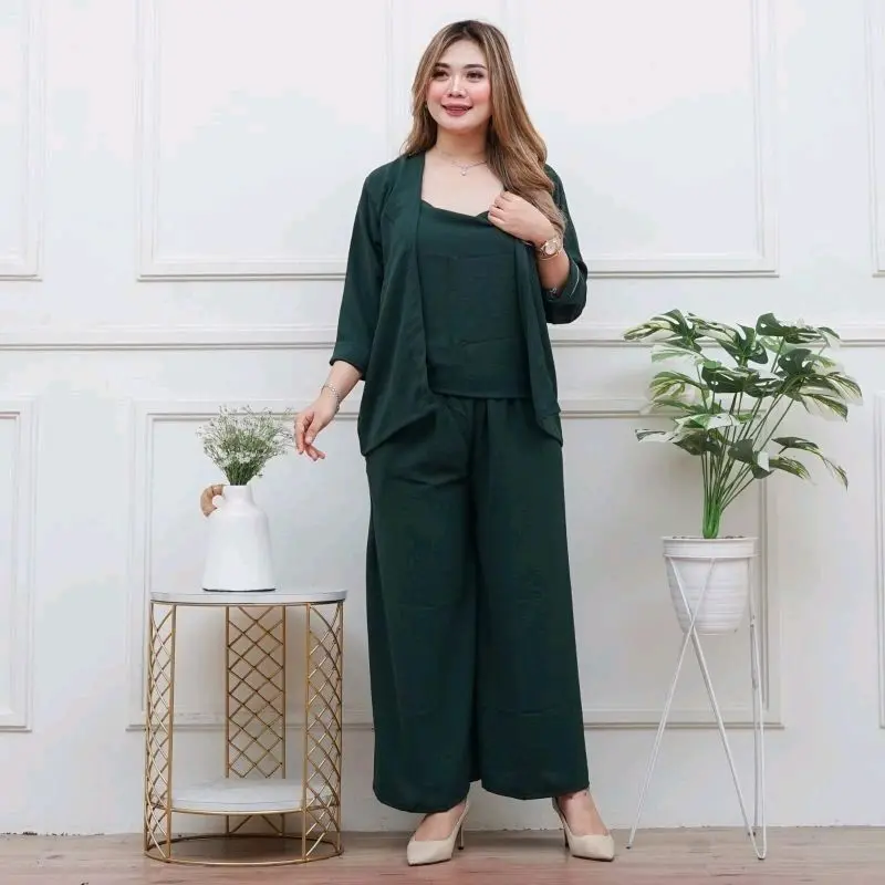 One Set Fuji 3 in 1 Set Blazer With Inner Cringkel Airflow Premium Celana Kulot jumbo 4