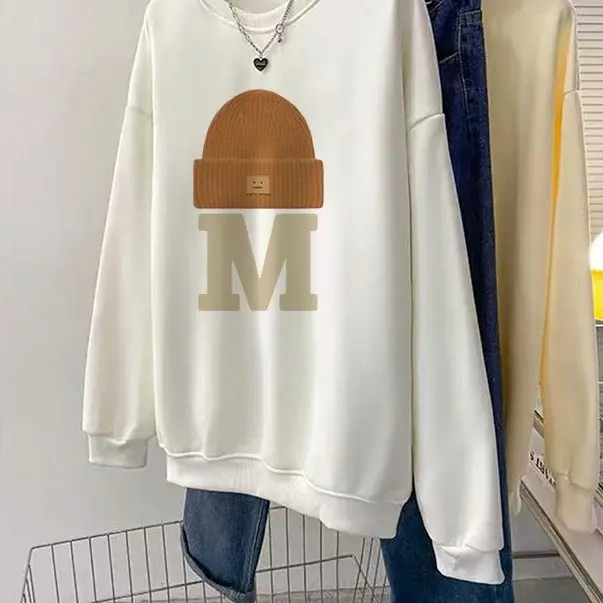 GB05*A0905 FORTEID.PRINT Sweater Lengan Panjang Hat printing Korean Style/Sweater Oversize/Baju Wanita/Switer Wanita/Switer/Street style Wanita Oversize Korean Style Sweater  Oversize crewneck Wanita   crewneck cewek aesthetic sweater oversized 1