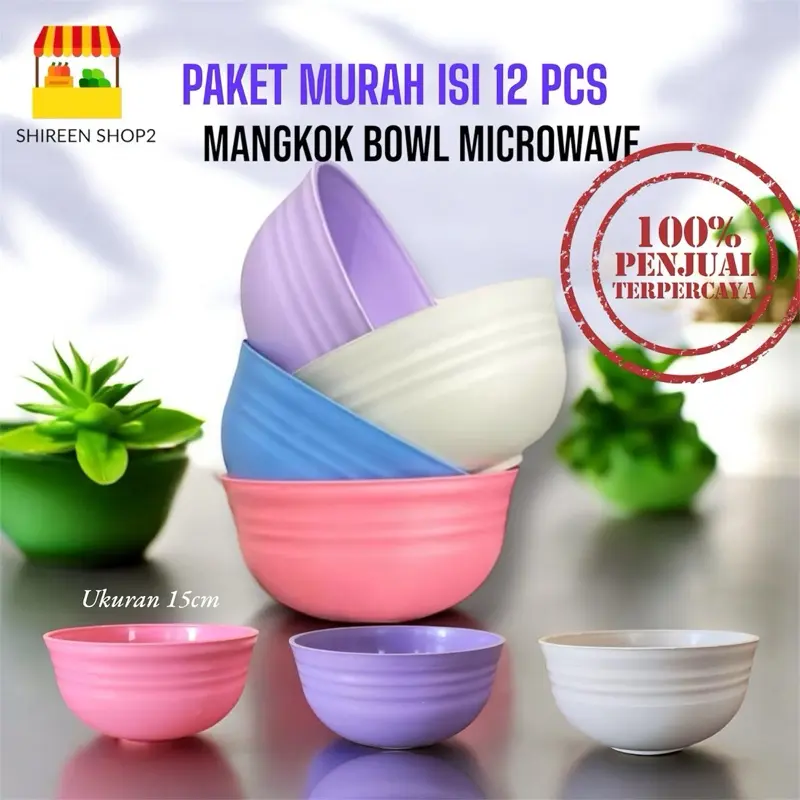 PAKET HEMAT MANGKOK BOWL GEMOY ISI 12 PCS MICROWAVE SAVE Kuning Plastik