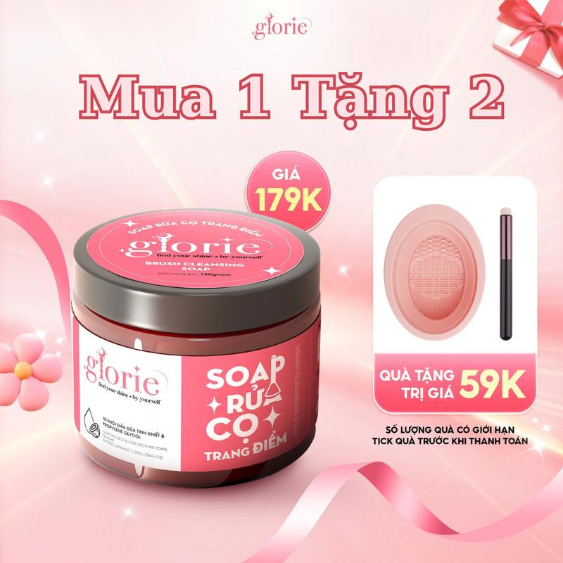   TẶNG CHẬU + CỌ MÔI  Soap Rửa Cọ Trang Điểm Glorie - Hũ 130gram 