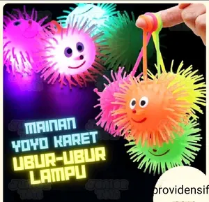 Promo Mainan Yoyo Karet Ubur-Ubur Lampu LED PufferBall Landak Nyala