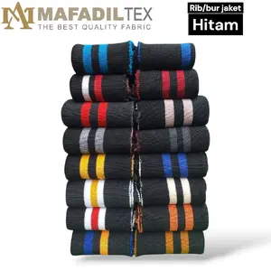 Kain Rib/bur jaket Hitam polos dan motif polyster tebal premium