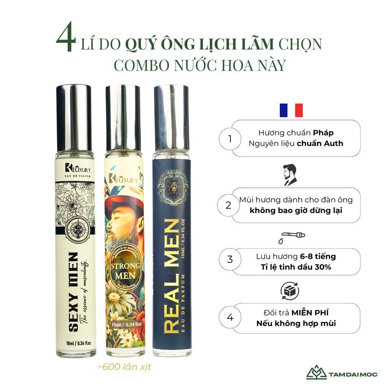 [TĐM-YẾN]  Combo 3 Nước Hoa Nam - Sexy Men- Strong Men- Real Men 10ml TAM ĐẠI MỘC  Gợi Cảm Bí Ẩn Nam Tính