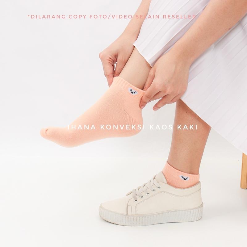 LUSINAN Kaus kaki dewasa pendek Matakaki Panda kaos kaki ankle cute wanita remaja dewasa Katun Putih dan banyak warna Nyaman Hitam Coklat dan banyak warna 1