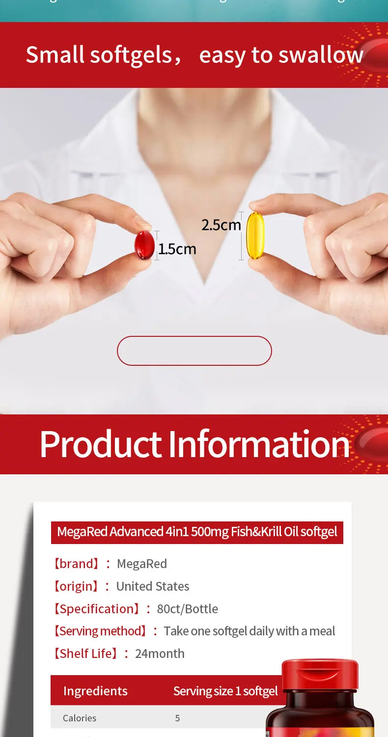 Product Introduction of MegaRed Health Pure Antarctic Concentrate Omega-3 4in1 Softgels with Krill Oil & Deep Sea Cod Liver Oil, 500mg Each, 80 Count 1