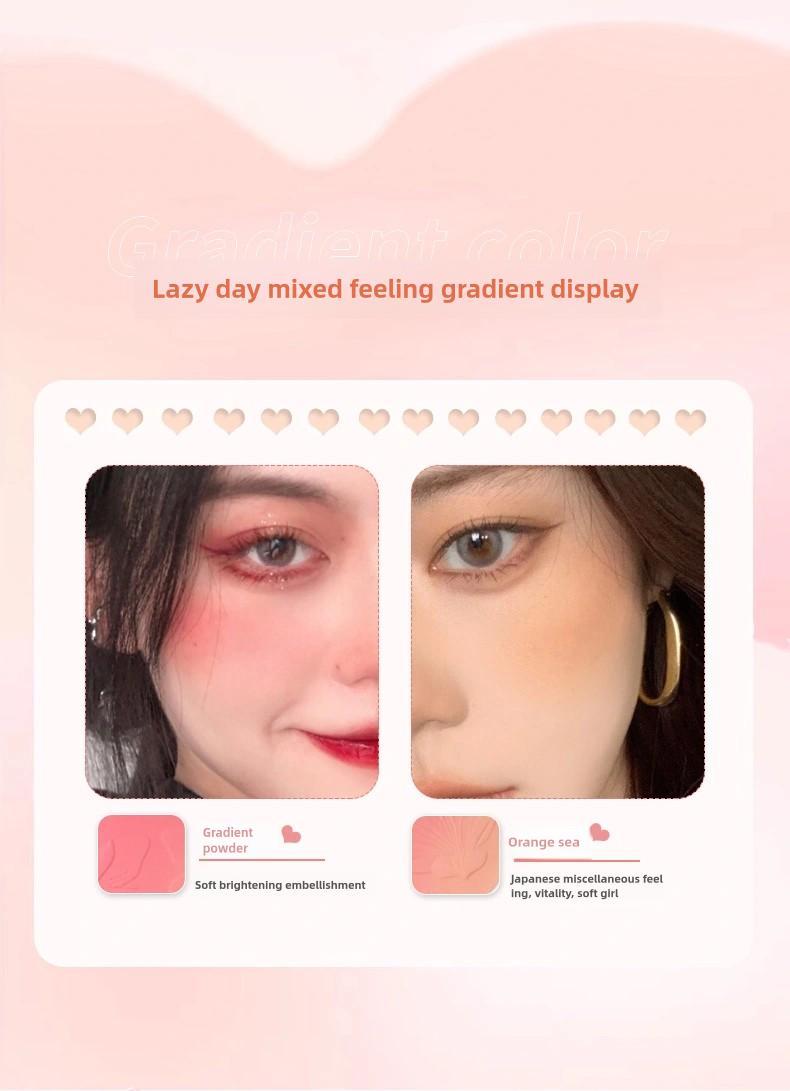 Product Introduction of 【buy 1 get 1 free】ZVEV Gradient powder blusher+brush, low saturation, improve atmosphere, can be used as concealer, 6 colors 7
