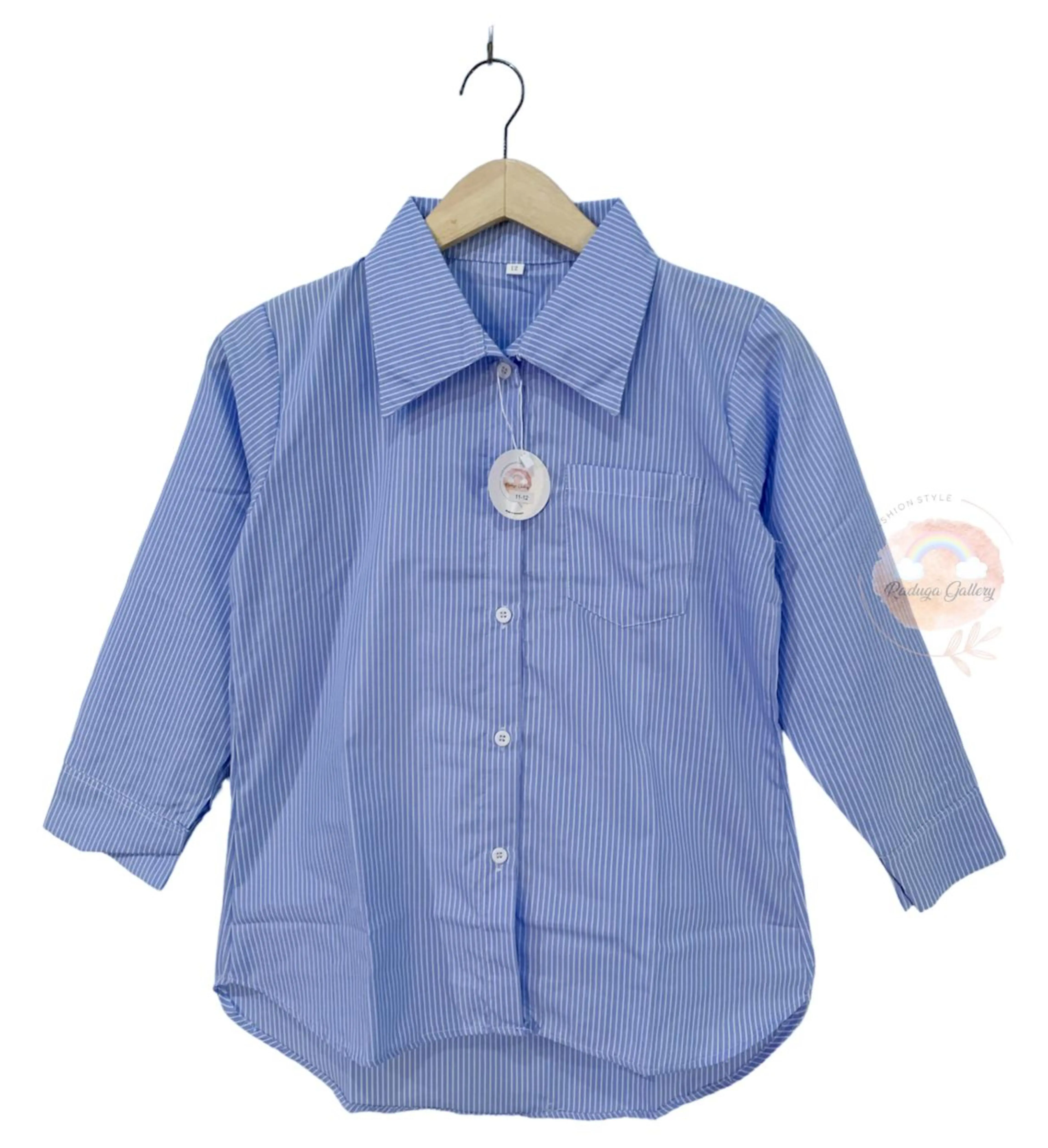 Kemeja Salur  remaja usia 11-14 tahun/Kemeja anak perempuan tanggung usia 11-14 tahun Fashion kemeja cewek korean atasan rajut