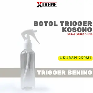 Botol Spray Triger 250ml Bening Tebal Original dengan Tutup Putih Lock Mode Cocok Refill Pembersih 100% Authentic
