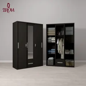 TROVA Lemari Baja 3 Pintu Super 120cm dengan Brankas Rahasia & Laci Eksklusif Pintu Geser Premium untuk Penyimpanan Efisien