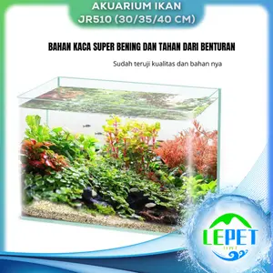 LEPET Akuarium Ikan JR510/SXTB514 (30/35/40/50/60 cm) Tangki Ikan Mini dengan bahan kaca bening melengkung