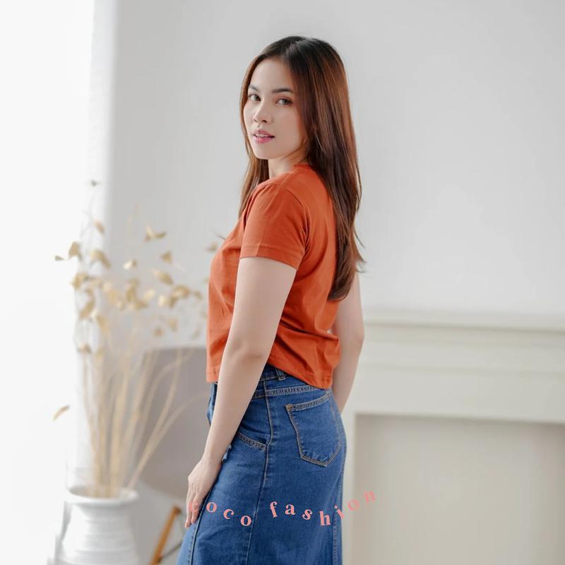 Atasan Wanita Kaos Lengan Pendek Liza Top Kerut Samping Korean Cute Girl Style Cotton Combed Premium Size M L XL Basic Polos Casual Outfit 4