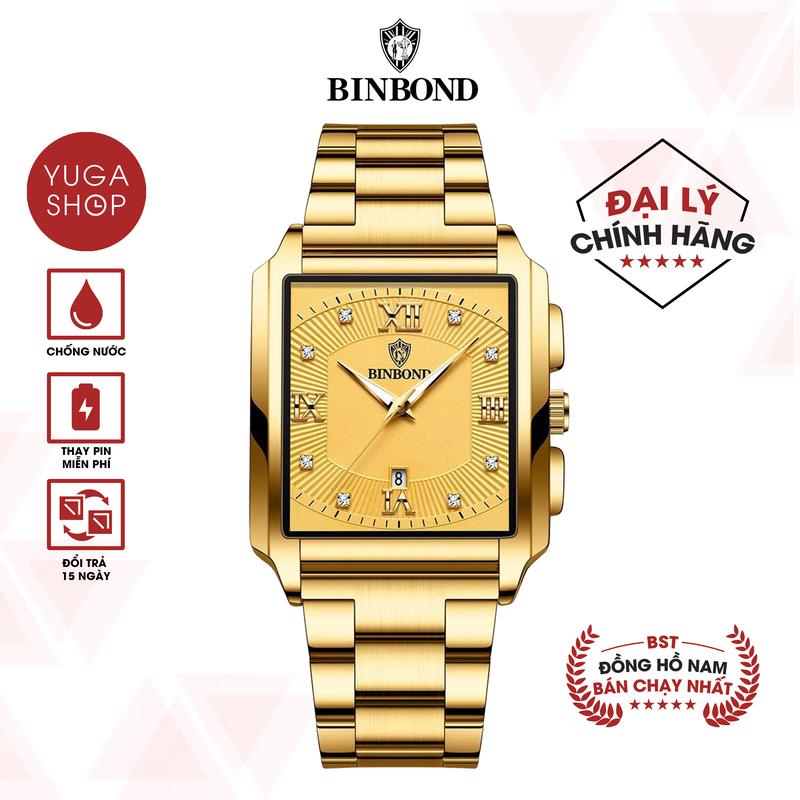 Đồng Hồ Nam Binbond I8 Mặt Chữ Nhật Đính Đá Sang Trọng TẶNG FULL BOX HỘP CHÍNH HÃNG DỤNG CỤ THÁO DÂY PIN ĐỒNG HỒ DỰ PHÒNG SỐ LƯỢNG QUÀ TẶNG CÓ HẠN