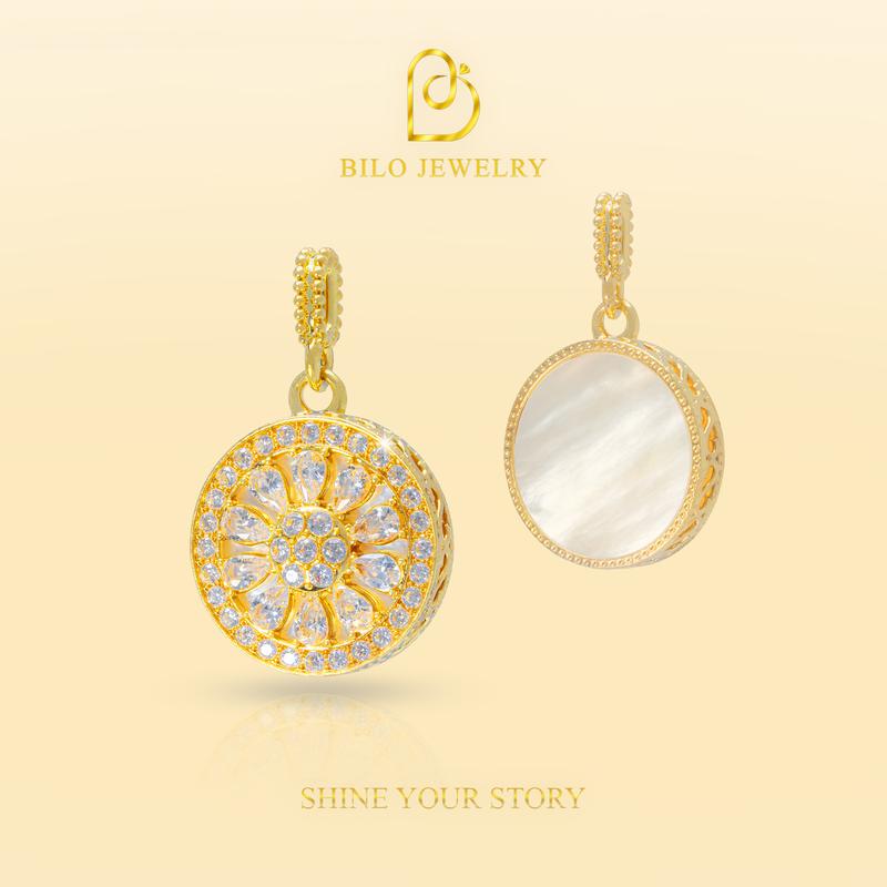  Phụ kiện mặt dây chuyền hoa tròn đính đá moissanite Bilo Jewelry • Phụ kiện thời trang 