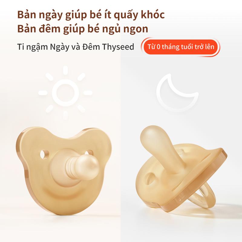 Ti ngâm Ngày và Đêm cho trẻ sơ sinh Thyseed Silicon nguyên khối siêu mềm cho trẻ từ 0 tháng tuổi
