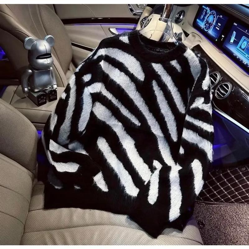  Áo Len nam nữ Dệt Kim Họa tiết ngựa vằn Dài Tay Cổ Tròn Áo Len Unisex Nam Nữ Form Rộng Hottrend 2025 áo  len  nam  đẹp 