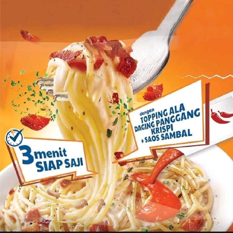 promo  mie wow spageti  instan carbonara dan Bolognese kartonan 2