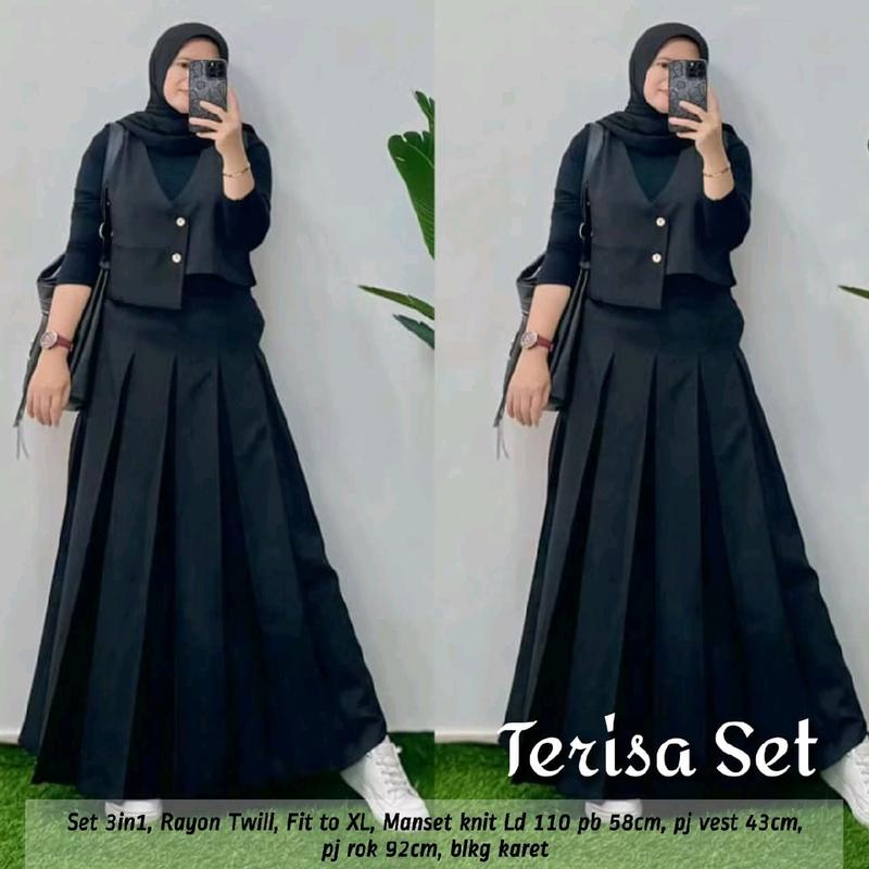 Set Terisa Label Jasmine Oneset Rok Wanita Terkini Terisa - Gamis, Setelan, Dress, Formal, Kulot, Baju, Muslim, Cantik, Atasan, Remaja 1