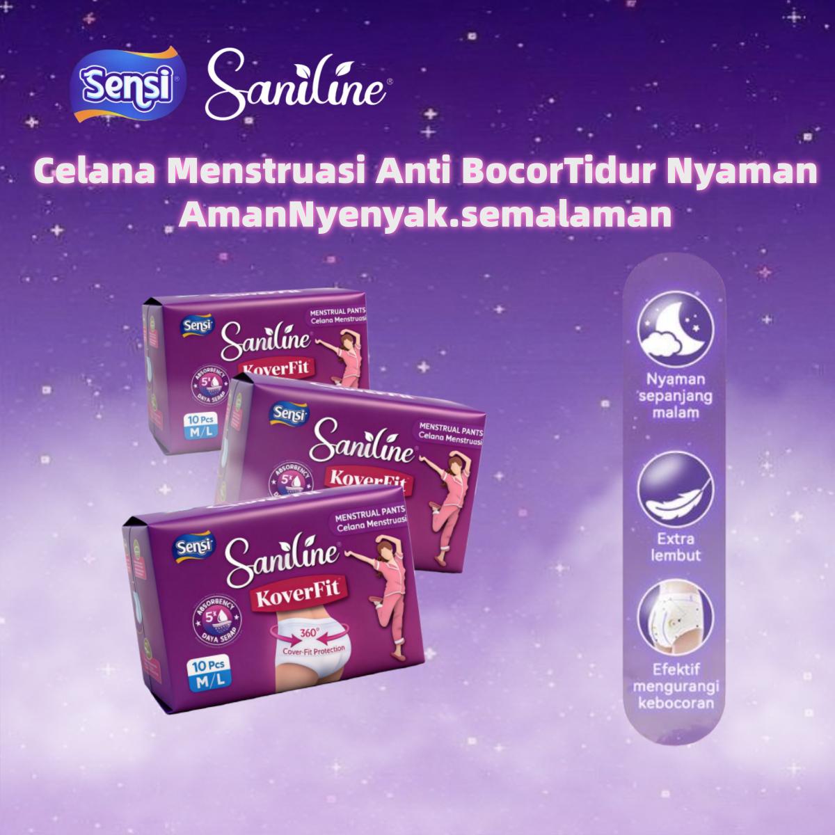 SANILINE KoverFit Celana Menstruasi Wanita Pembalut Celana – Anti Bocor 360°, Daya Serap 5x, Nyaman untuk Tidur Malam & Pemakaian Harian – Size M/L – Isi 10 PCS SANILINE KoverFit Celana Menstruasi Wanita Pembalut Celana – Anti Bocor 360°, Daya Serap 5x, Nyaman untuk Tidur Malam & Pemakaian Harian – Size M/L – Isi 10 PCS
