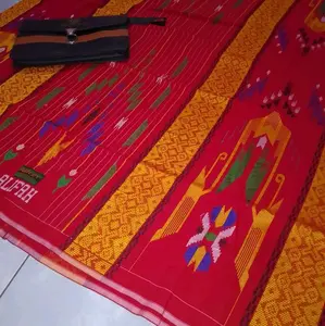 SARUNG ALIFAH FULL SONGKET Motif Tradisional Warna Merah & Kuning Cocok untuk Pakaian Harian