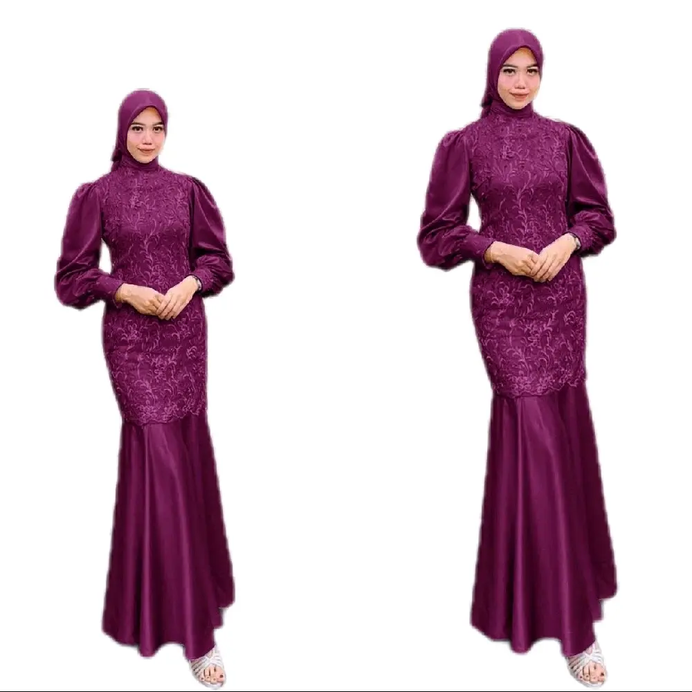 Gamis duyung/Gamis brukat/Gamis kondangan/Gamis cantik/Maxi Desya Muslim Mewah Pesta Karet Mutiara Wanita Lebaran Dress Tile Remaja Dewasa