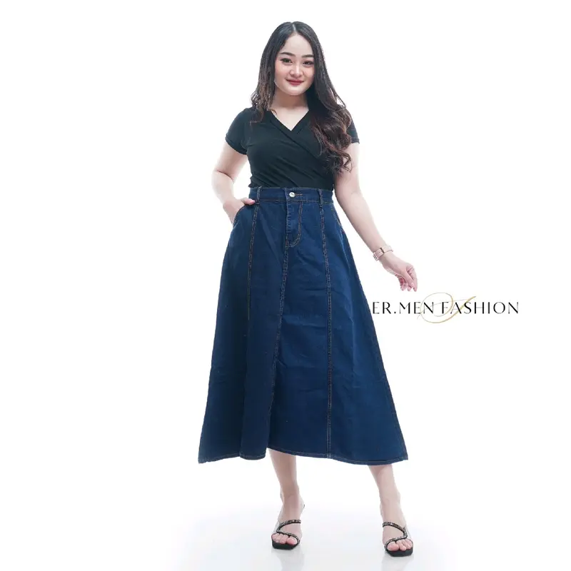 Rok Jeans Wanita Skirt Mayung / Rok Jeans Wanita Korean Style / Rok Jeans Wanita Jumbo 7/8 / Rok Jeans Wanita 7/8 JUMBO Karet Denim Korean 2