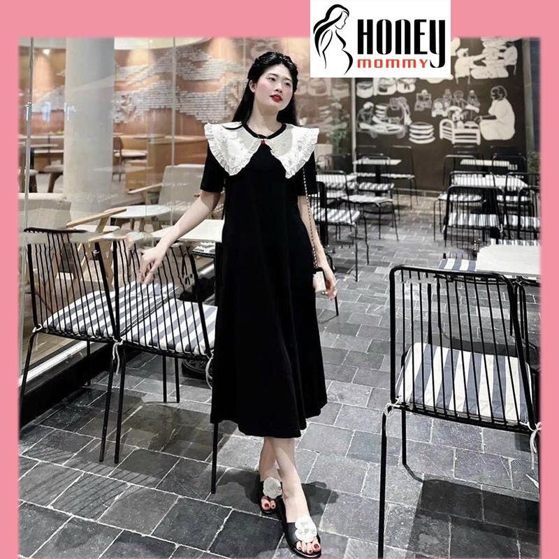 [CHỈ CÓ TRÊN LIVE] Đầm Bầu Váy Bầu Mùa Hè Tay Cộc Cổ Sen Đính Ngọc Dáng Xuông Dễ Thương Đi Làm Đi Chơi Đi Du Lịch HD3022 Honey Mommy