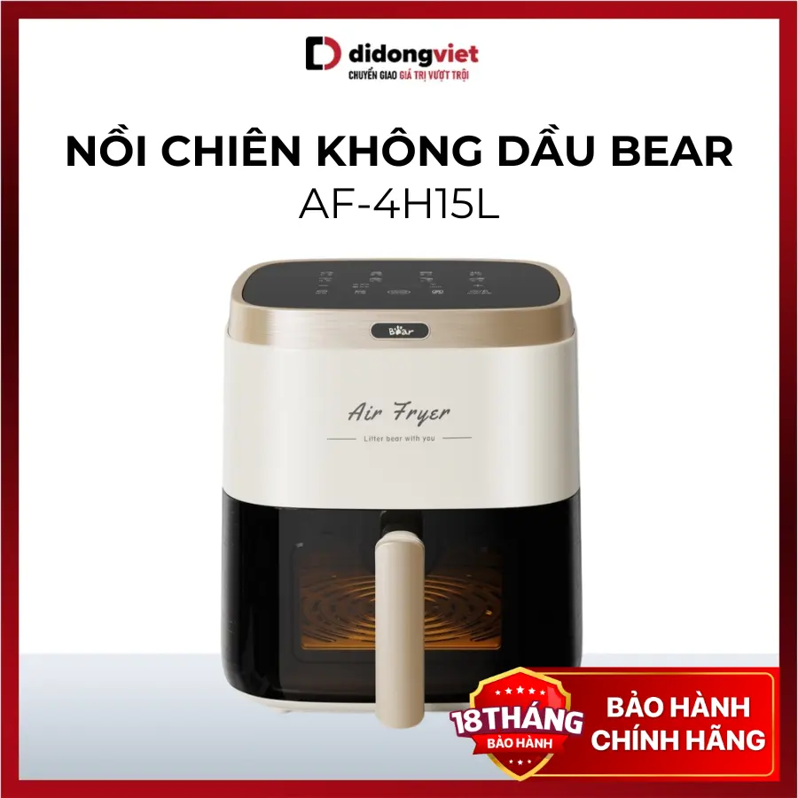 Nồi Chiên Không Dầu Bear 5L QZG-P15R8 (AF-4H15L) - Công Suất 1500W, Chống Dính - Hàng Chính Hãng