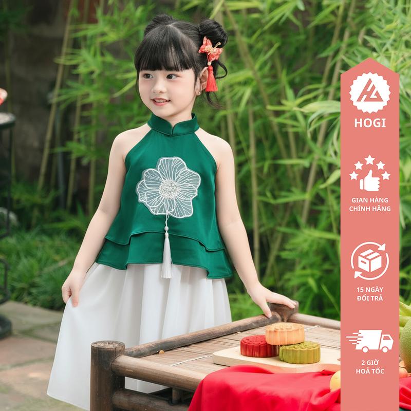 Set váy yếm bé gái Mộc Liên - yếm lụa 2 lớp mềm mại dịp trung thu cho trẻ em - Hogi Clothing