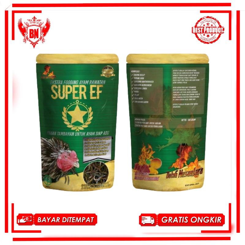 SUPER EF pakan tambahan extra fooding untuk ayam rawatan supaya tenaga dan stamina maksimal nafas panjang agresif kulit merah merona menjaga kesehatan ayam 1