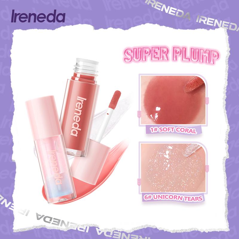  Ireneda-Son Bóng Thủy Tinh Siêu Đầy Đặn Hi-Shine Chăm Sóc Tự Nhiên Mềm Mịn Và Lung Linh Trang Điểm 