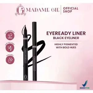 Madame Gie EyLiner Black Eyeliner Waterproof Fast Dry Highly Pigmented dengan Warna Bold