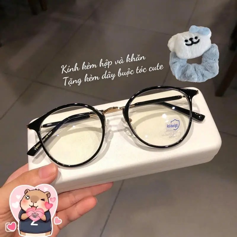 [ Mã N004 ] TKN Eyewear Gọng Kính From Bầu Tròn - Hợp Mặt Vừa và TO  ( Kèm Hộp + Khăn lau ) Mắt Mèo