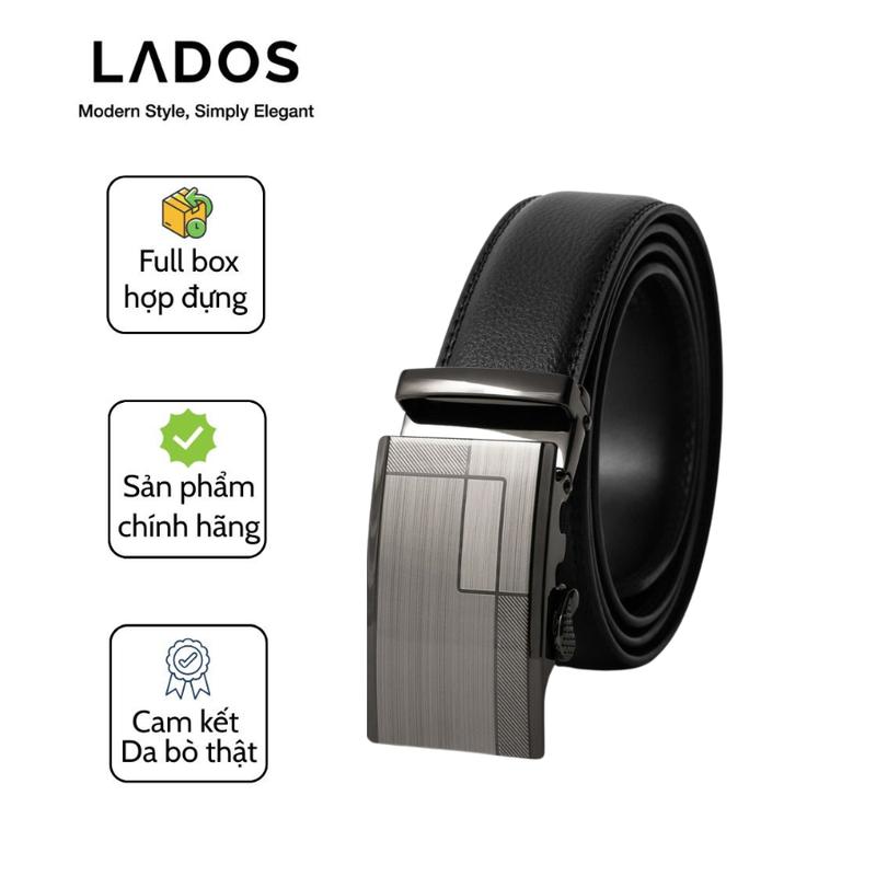 Thắt Lưng nam da KHOÁ CN LADOS - 3105 - dây nịt da Split Leather mặt khóa tự động sang trọng và nam tính