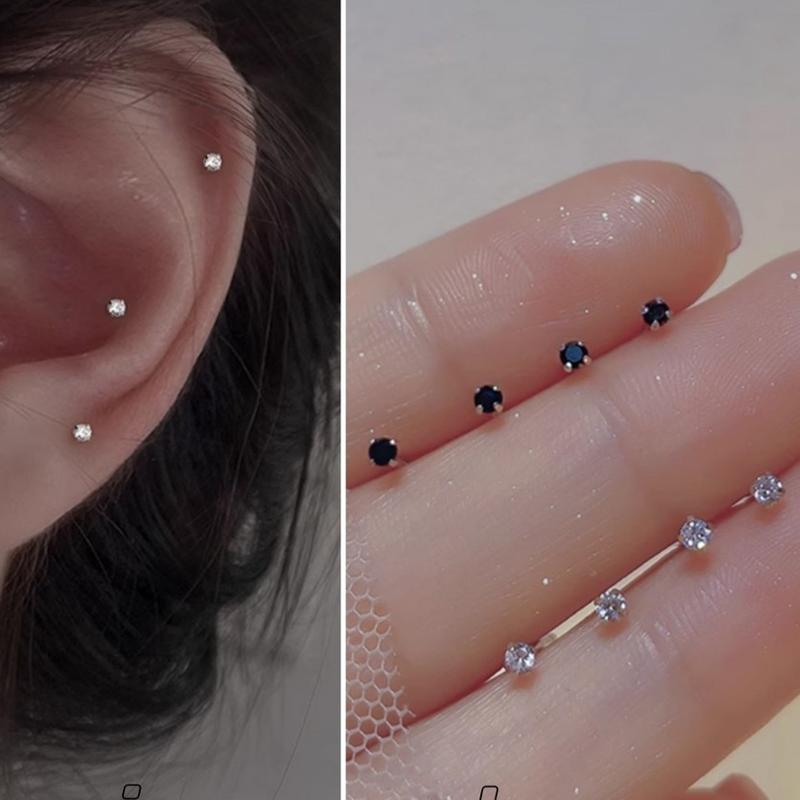 Bông Tai Bạc Nguyên Chất 925 Giữ Lỗ Đính Đá Đầu Bi Bông Nụ Không Đeo Chuôi Nam Nữ