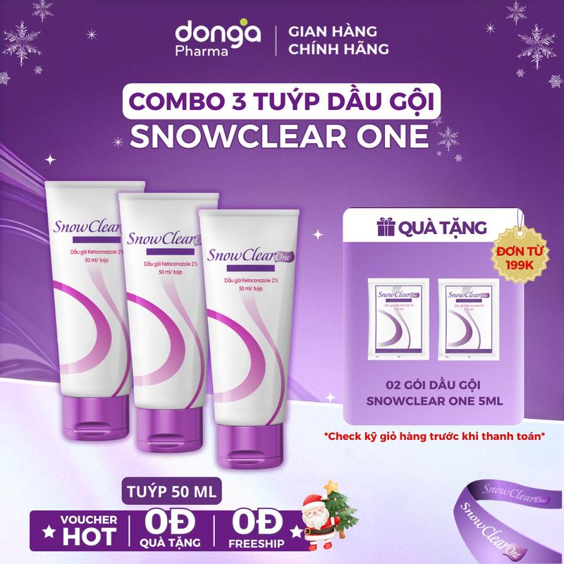  COMBO 3 tuýp  Dầu gội đầu SnowClear One tác động kép chiết xuất dầu dừa - Tuýp 50ml 