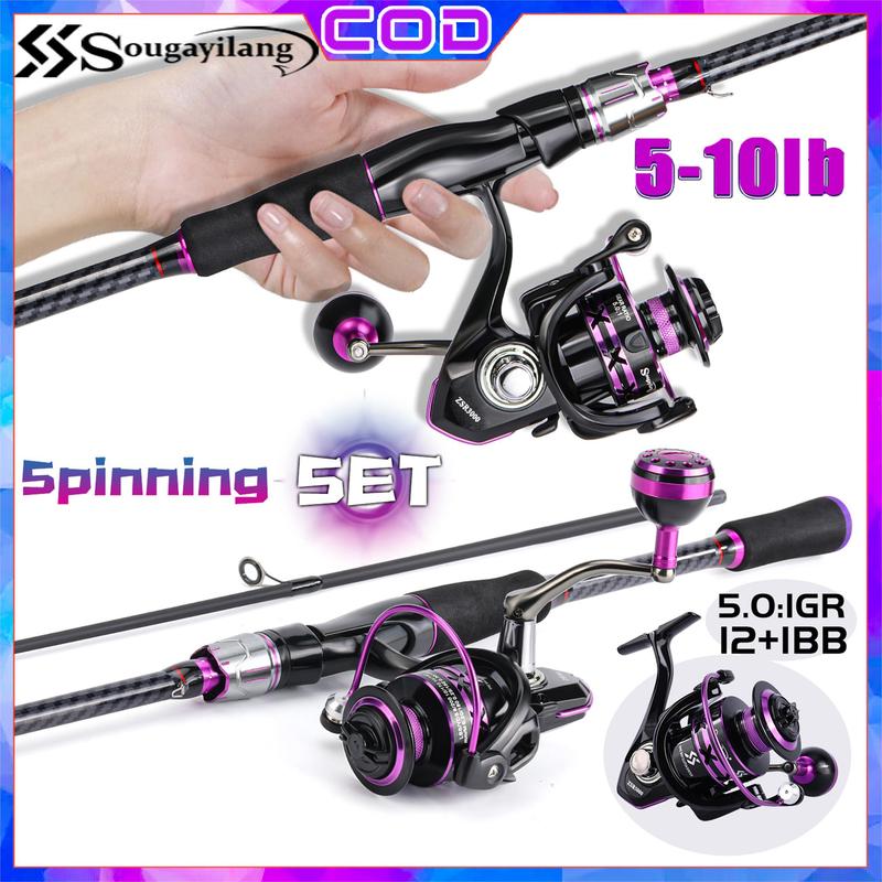 Bộ Cuộn Câu Đứng Sougayilang 1,8m   6ft Cần Câu Cá Bằng Sợi Carbon Mạnh Cần Câu Có Lực Kéo 5-10lb Cuộn Câu 5.0: 1 Cuộn Câu 12 + 1 BB Thích Hợp Để Câu Cá Ngoài Trời 