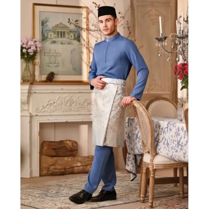 Setelan Baju Melayu Pria Teluk Belanga Cekak Musang Dewasa / Pakaian Koko Adat Tradisional